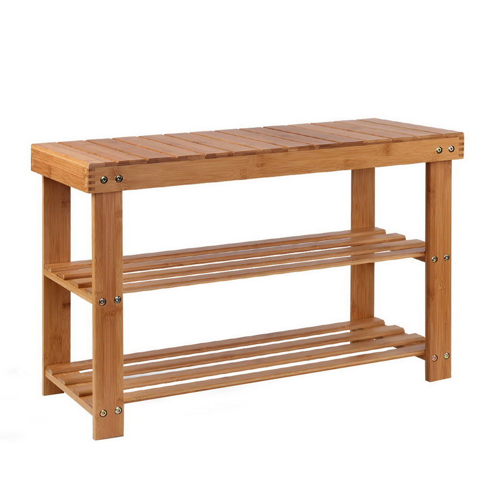 artiss-bamboo-shoe-rack-wooden-seat-bench-organiser-shelf-stool at www.mallsonline.com.au