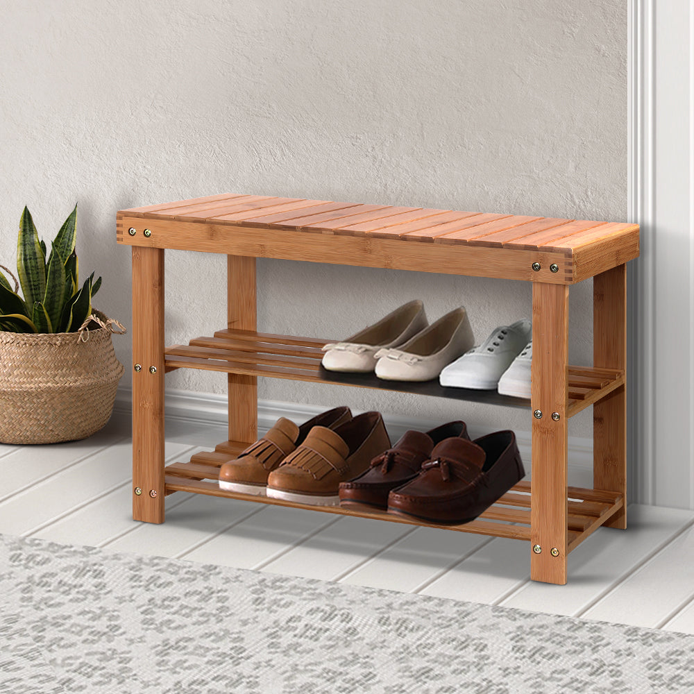artiss-bamboo-shoe-rack-wooden-seat-bench-organiser-shelf-stool at www.mallsonline.com.au