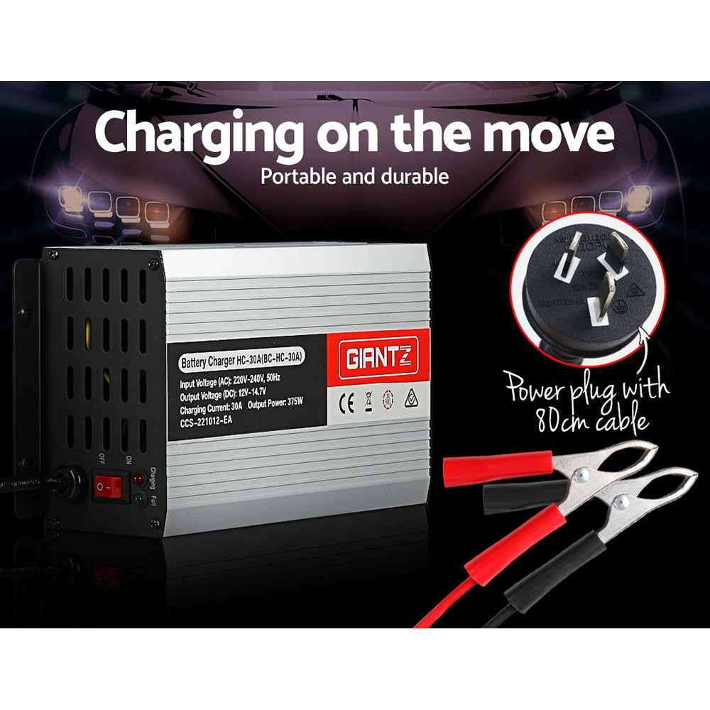 giantz-12v-30a-car-battery-charger-30amp-atv-4wd-boat-caravan at www.mallsonline.com.au