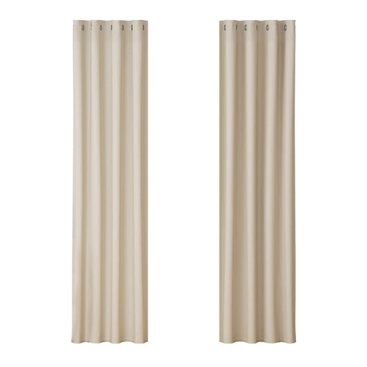 artiss-2x-blockout-curtains-blackout-window-curtain-eyelet-140x230cm-beige at www.mallsonline.com.au