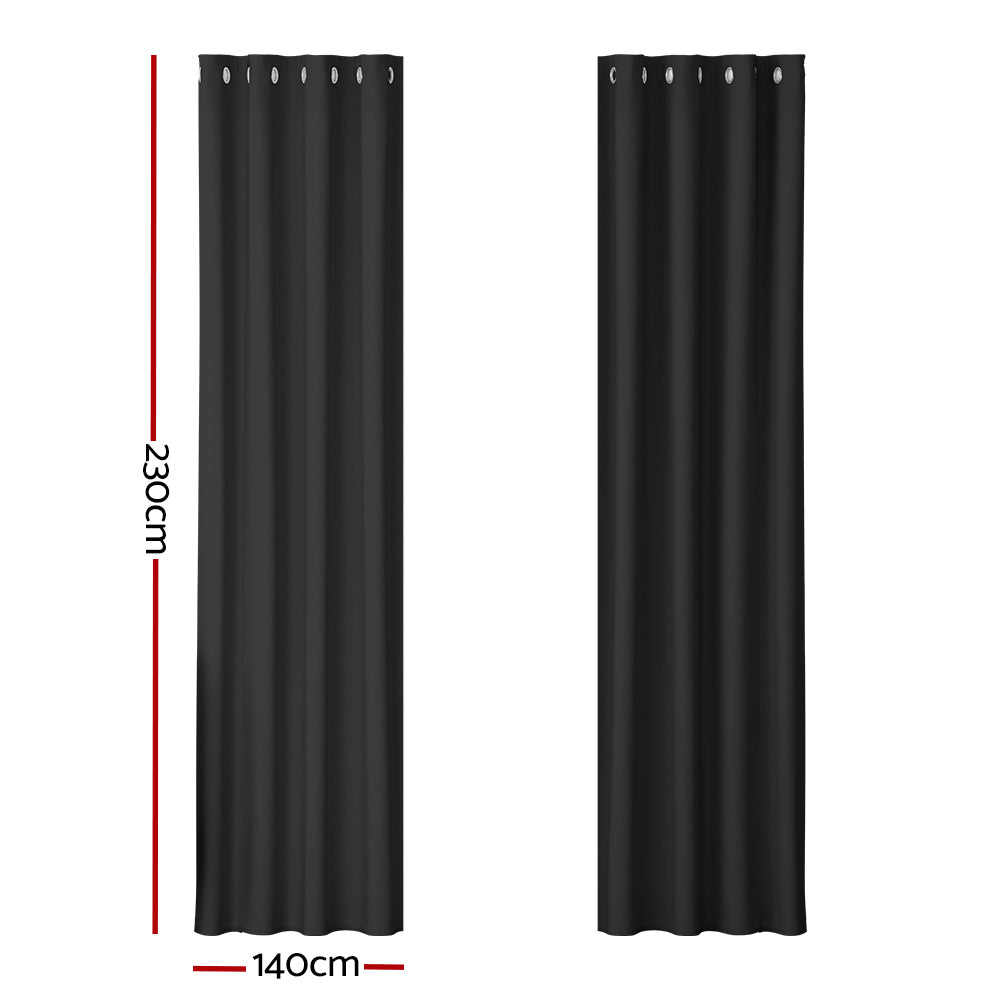 artiss-2x-blockout-curtains-blackout-window-curtain-eyelet-140x230cm-black at www.mallsonline.com.au