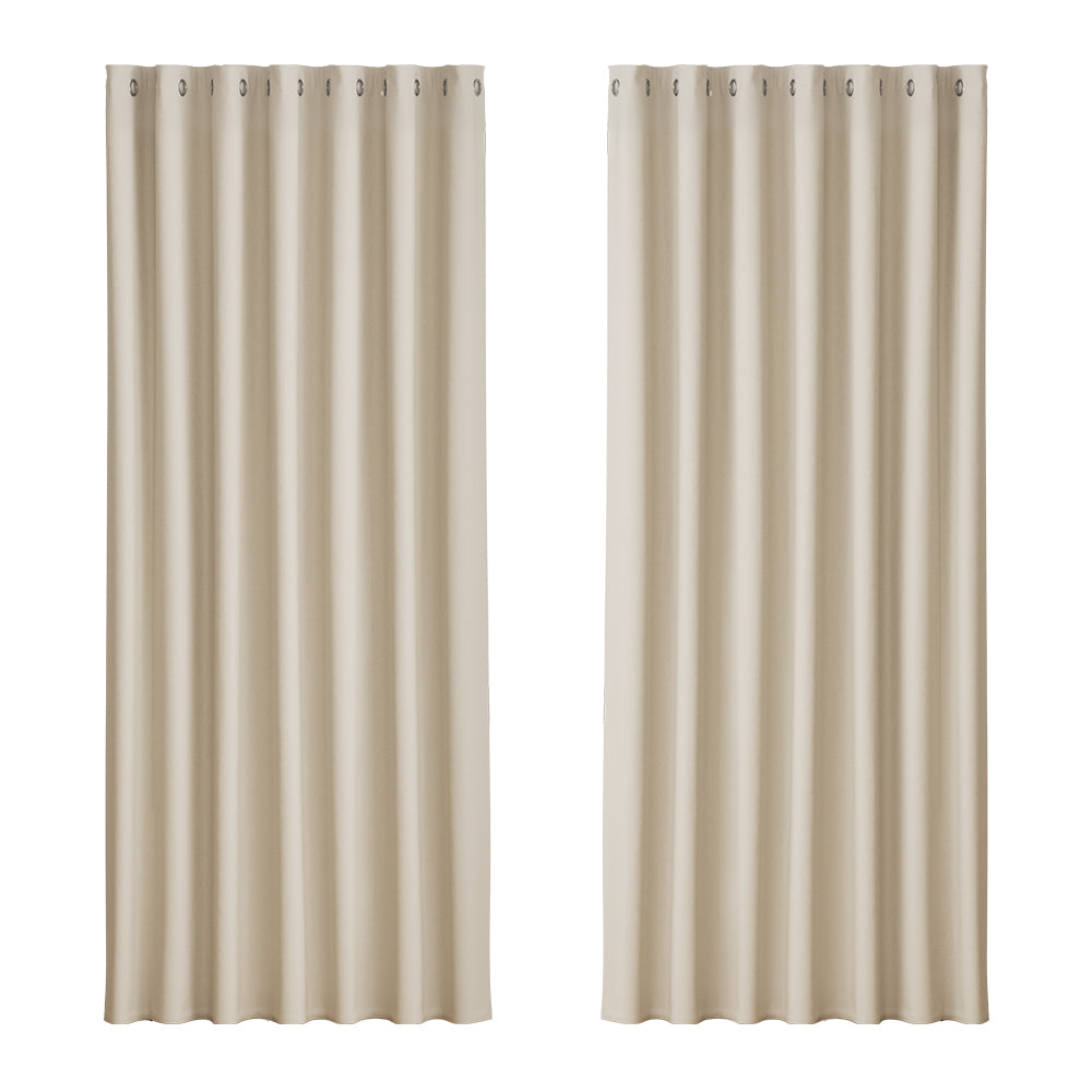 artiss-2x-blockout-curtains-blackout-window-curtain-eyelet-240x230cm-beige at www.mallsonline.com.au
