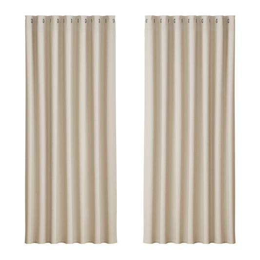 artiss-2x-blockout-curtains-blackout-window-curtain-eyelet-240x230cm-beige at www.mallsonline.com.au