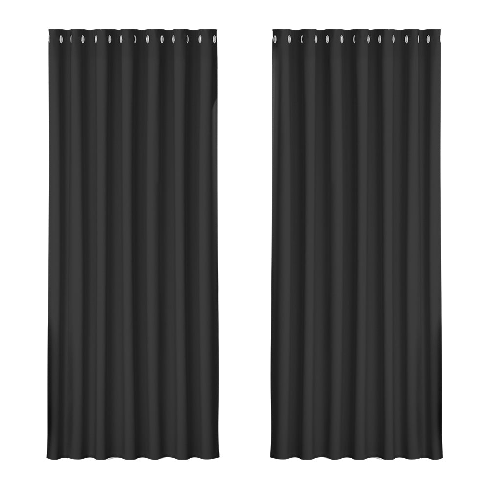 artiss-2x-blockout-curtains-blackout-window-curtain-eyelet-240x230cm-black at www.mallsonline.com.au
