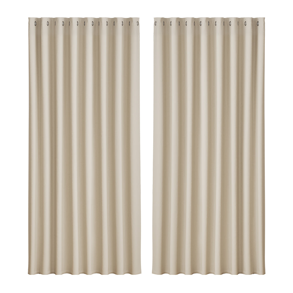 artiss-2x-blockout-curtains-blackout-window-curtain-eyelet-300x230cm-beige at www.mallsonline.com.au