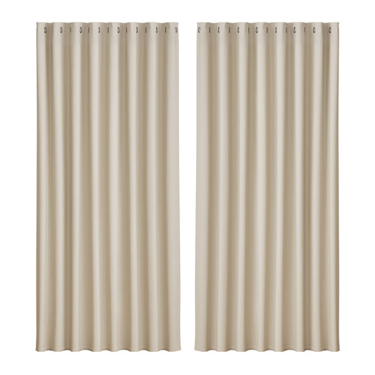 artiss-2x-blockout-curtains-blackout-window-curtain-eyelet-300x230cm-beige at www.mallsonline.com.au