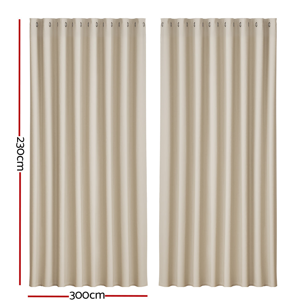 artiss-2x-blockout-curtains-blackout-window-curtain-eyelet-300x230cm-beige at www.mallsonline.com.au