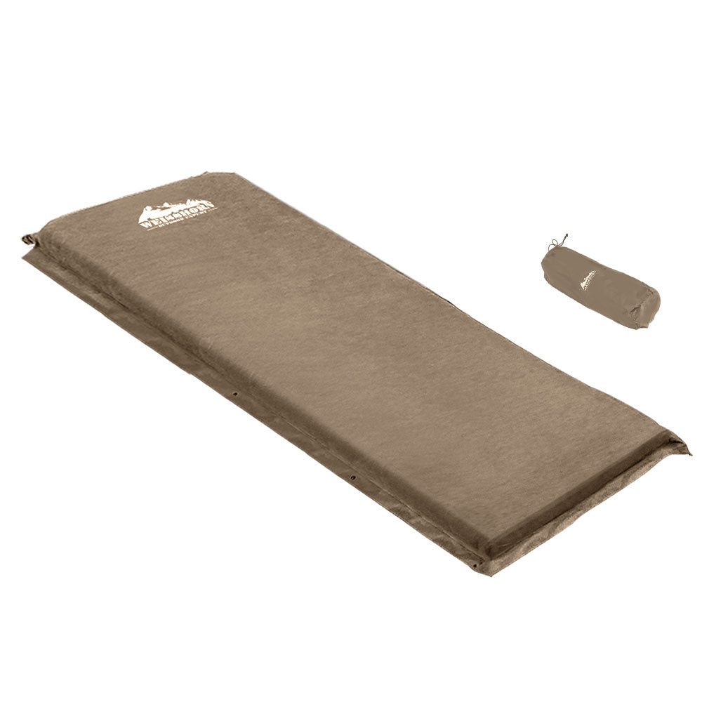 weisshorn-single-size-self-inflating-matress-mat-joinable-10cm-thick-coffee at www.mallsonline.com.au