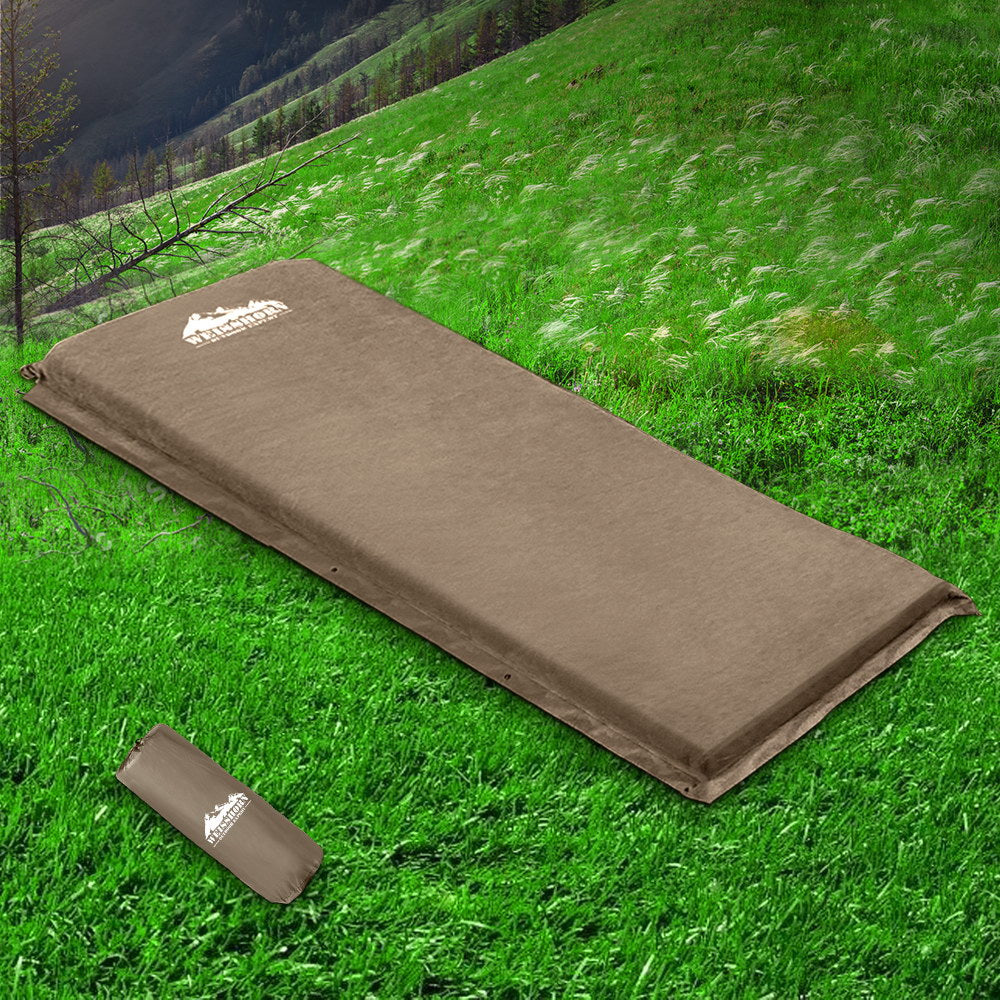 weisshorn-single-size-self-inflating-matress-mat-joinable-10cm-thick-coffee at www.mallsonline.com.au