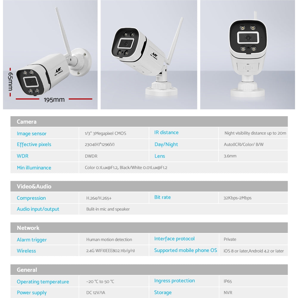 ul-tech-3mp-wireless-cctv-security-camera-system-wifi-outdoor-home-ip-cameras at www.mallsonline.com.au