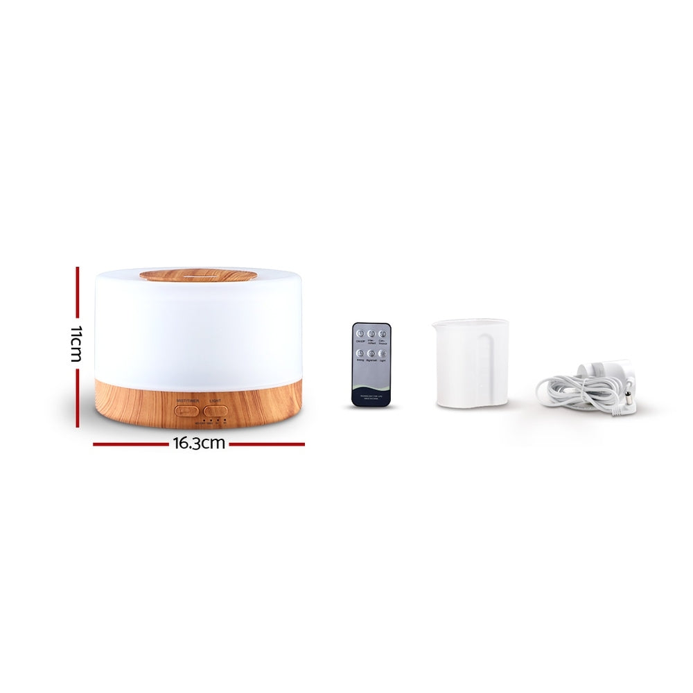 devanti-aroma-diffuser-aromatherapy-led-night-light-air-humidifier-purifier-round-light-wood-grain-500ml-remote-control at www.mallsonline.com.au