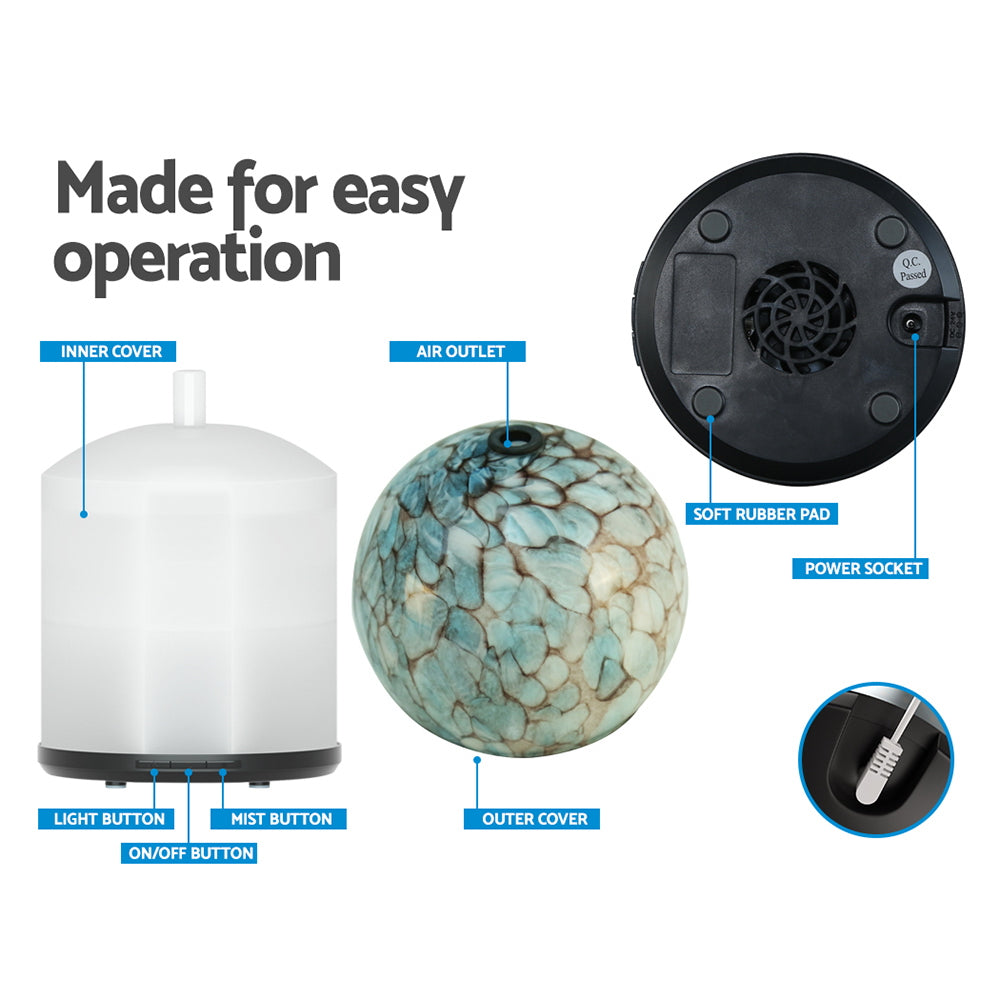 devanti-240ml-aroma-diffuser-led-light-glass-essential-oil www.mallsonline.com.au