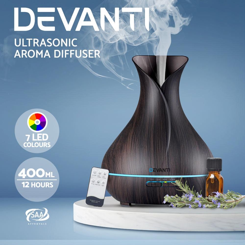devanti-400ml-4-in-1-aroma-diffuser-with-remote-control-dark-wood at www.mallsonline.com.au