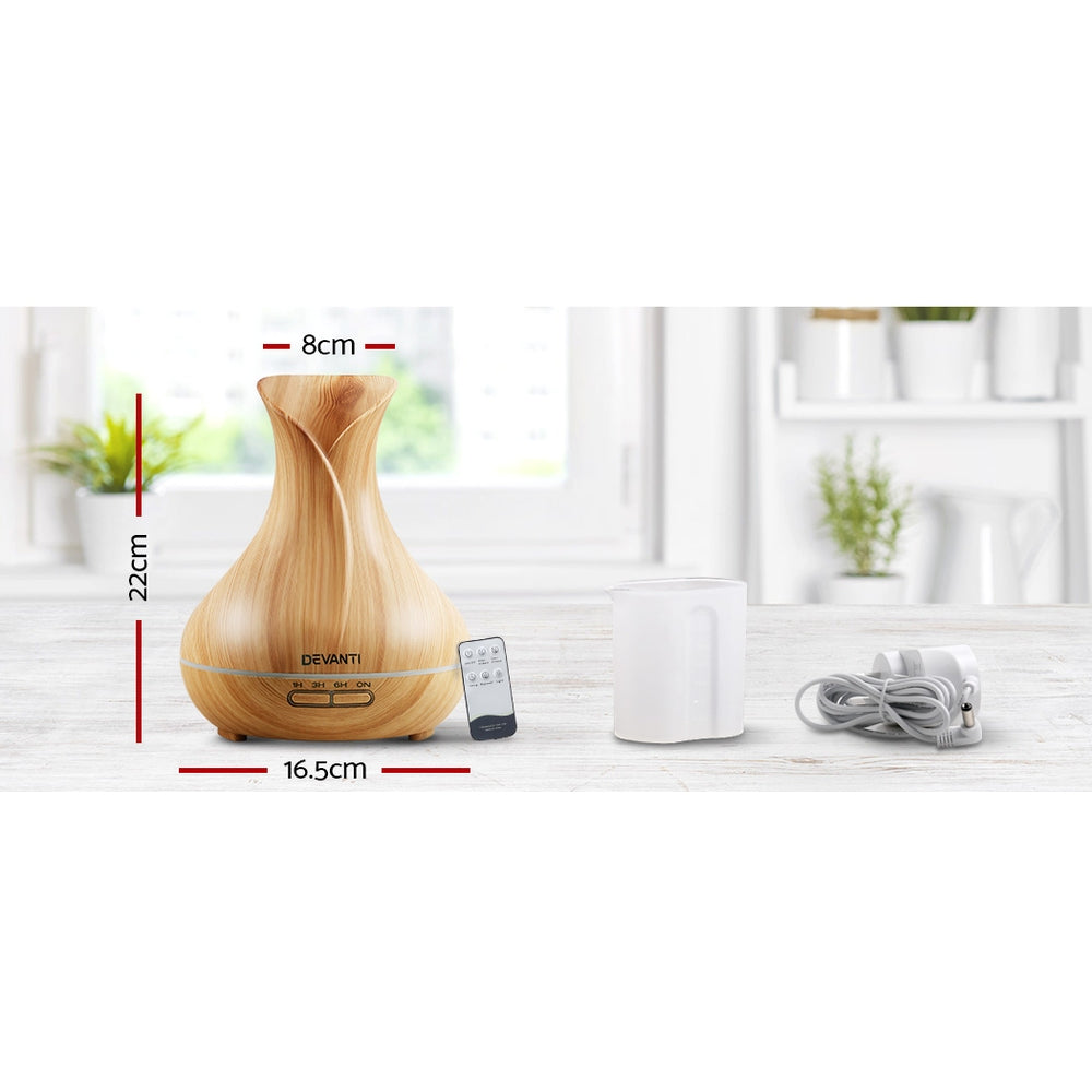 devanti-400ml-4-in-1-aroma-diffuser-remote-control-light-wood at www.mallsonline.com.au