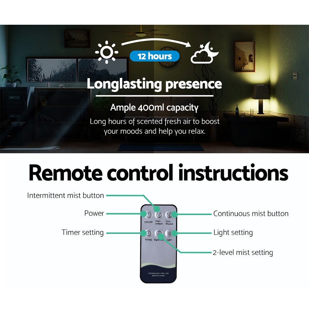 devanti-400ml-4-in-1-aroma-diffuser-remote-control-light-wood at www.mallsonline.com.au