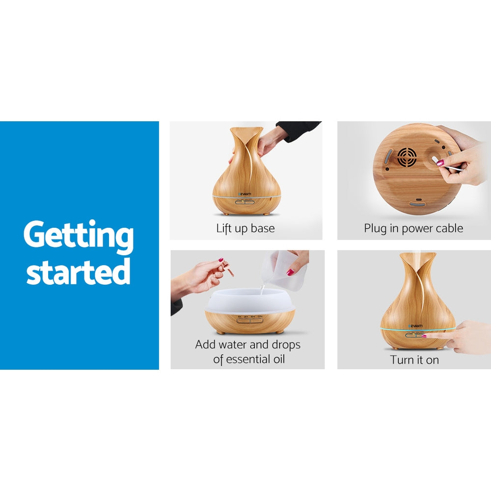 devanti-400ml-4-in-1-aroma-diffuser-remote-control-light-wood at www.mallsonline.com.au