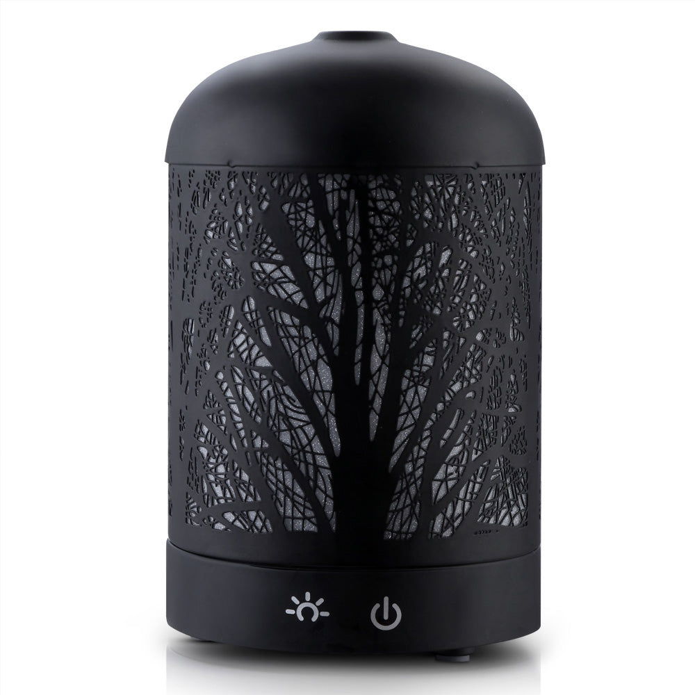 devanti-aroma-diffuser-aromatherapy-led-night-light-iron-air-humidifier-black-forrest-pattern-160ml at www.mallsonline.com.au