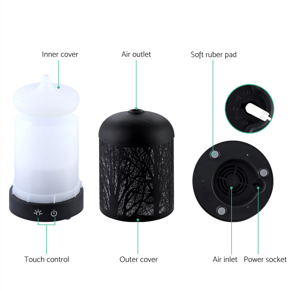 devanti-aroma-diffuser-aromatherapy-led-night-light-iron-air-humidifier-black-forrest-pattern-160ml at www.mallsonline.com.au
