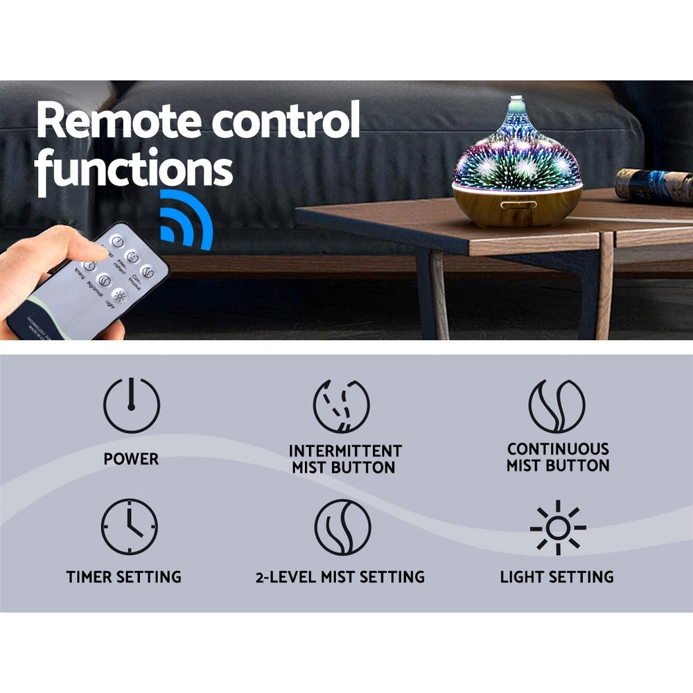 devanti-aroma-aromatherapy-diffuser-3d-led-night-light-firework-air-humidifier-purifier-400ml-remote-control at www.mallsonline.com.au