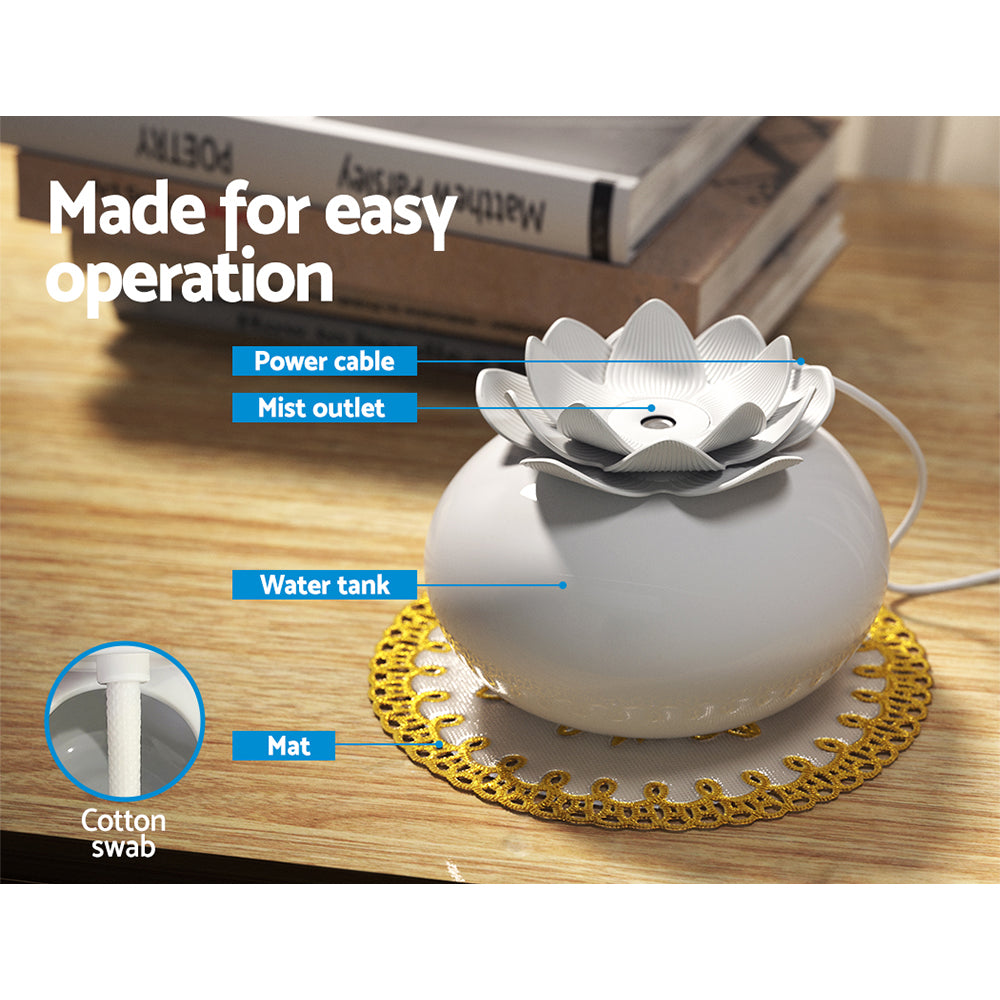 devanti-aromatherapy-diffuser-aroma-ceramic-essential-oils-air-humidifier-lotus at www.mallsonline.com.au