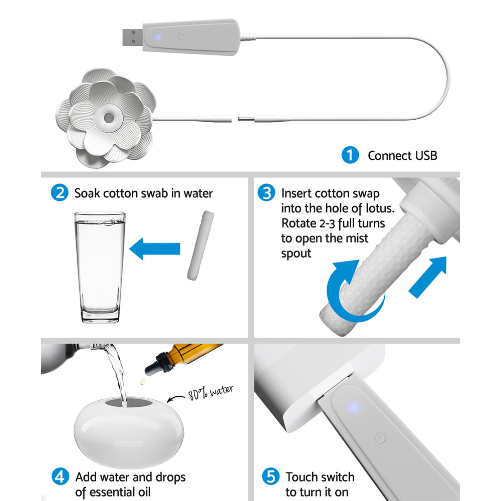 devanti-aromatherapy-diffuser-aroma-ceramic-essential-oils-air-humidifier-lotus at www.mallsonline.com.au