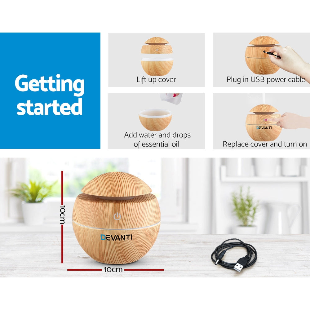 devanti-aromatherapy-diffuser-aroma-essential-oils-air-humidifier-led-light-130ml at www.mallsonline.com.au
