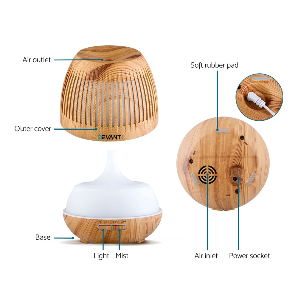 devanti-aromatherapy-diffuser-aroma-essential-oils-air-humidifier-led-light-400ml at www.mallsonline.com.au
