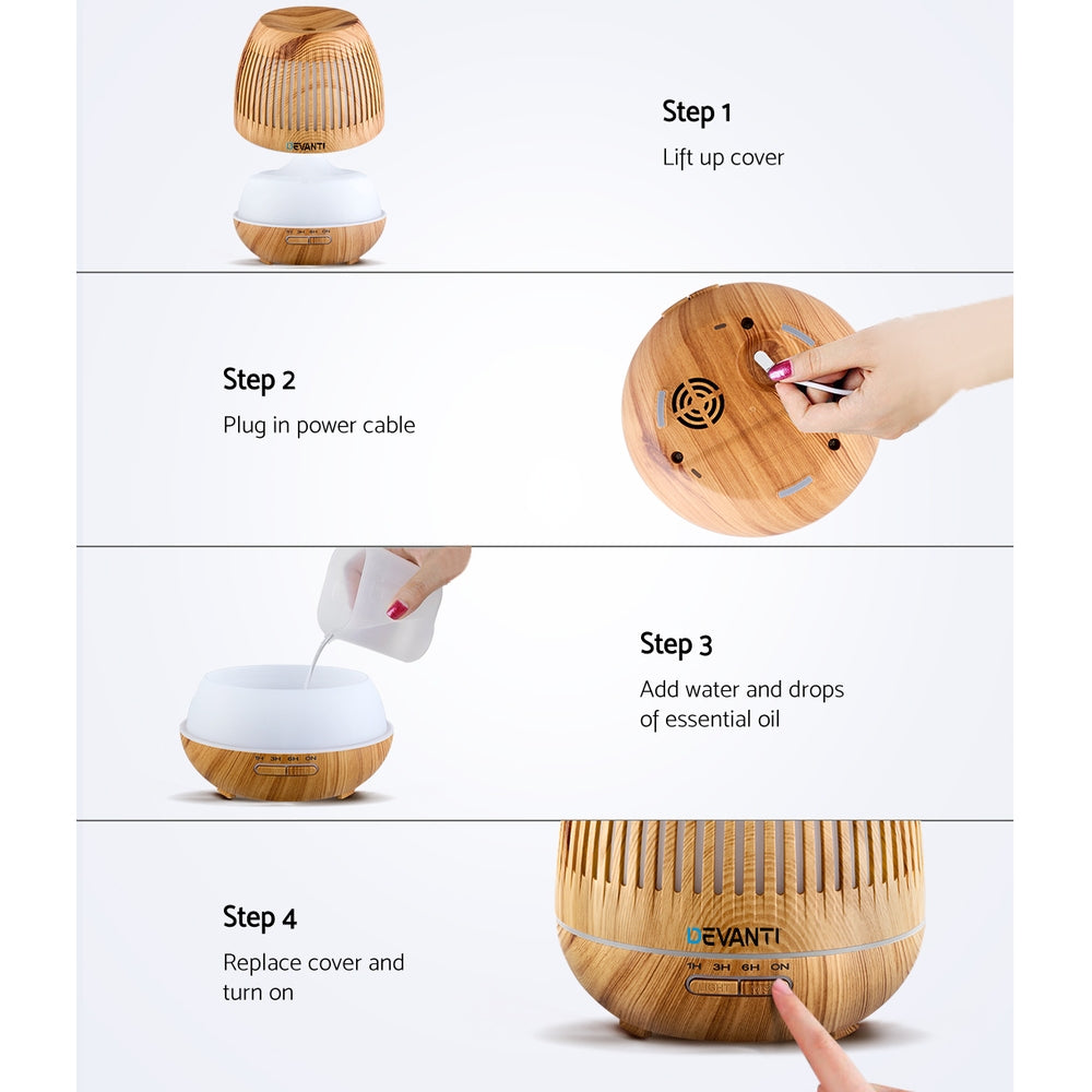 devanti-aromatherapy-diffuser-aroma-essential-oils-air-humidifier-led-light-400ml at www.mallsonline.com.au