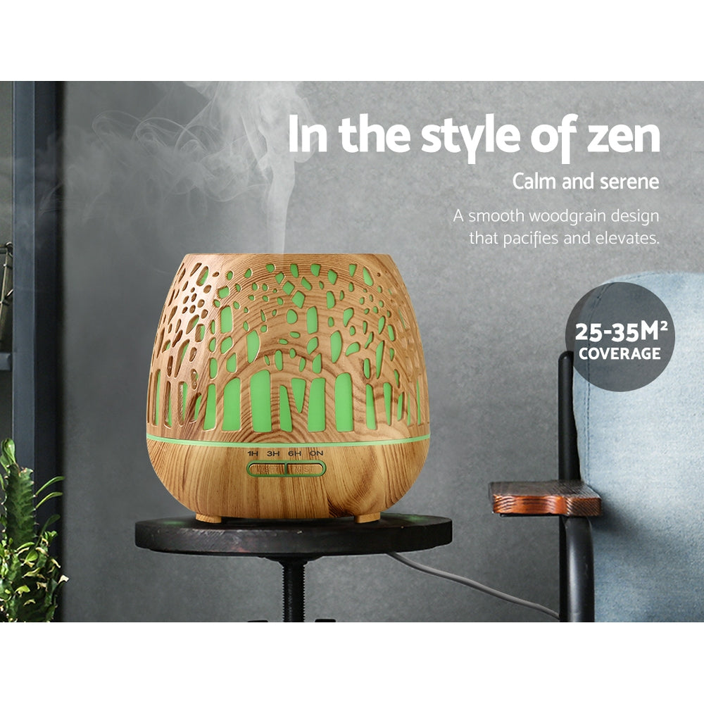 devanti-aroma-diffuser-aromatherapy-humidifier-essential-oil-ultrasonic-cool-mist-wood-grain-remote-control-400ml at www.mallsonline.com.au