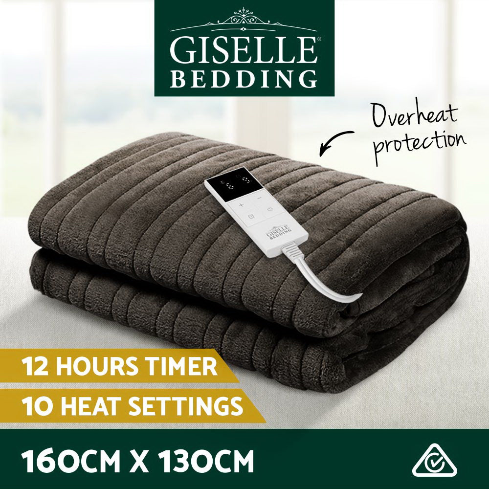 giselle-bedding-electric-throw-blanket-chocolate at www.mallsonline.com.au
