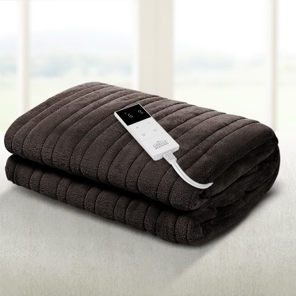 giselle-bedding-electric-throw-blanket-chocolate at www.mallsonline.com.au