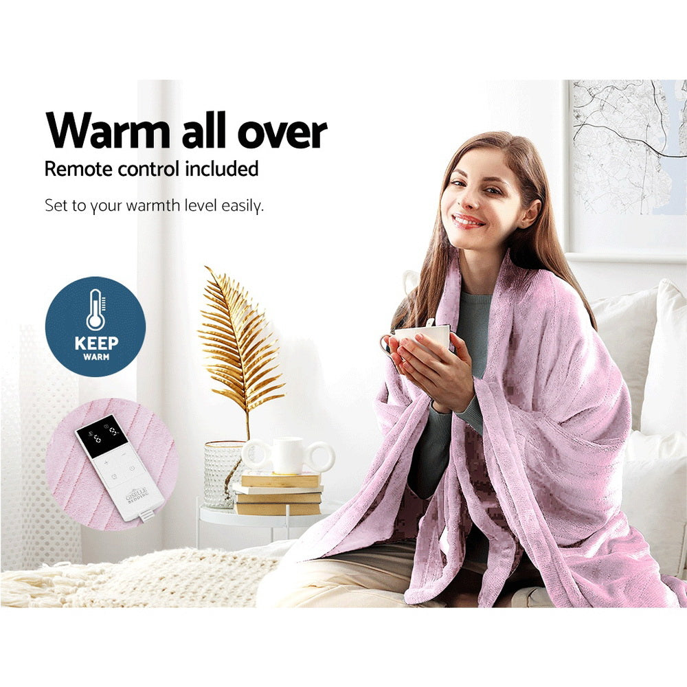 giselle-bedding-heated-electric-throw-rug-fleece-sunggle-blanket-washable-pink at www.mallsonline.com.au