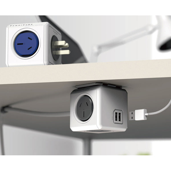 allocacoc-powercube-extended-usb-powerboard-4-outlets-2-usb-ports-grey-white-1-5m at www.mallsonline.com.au