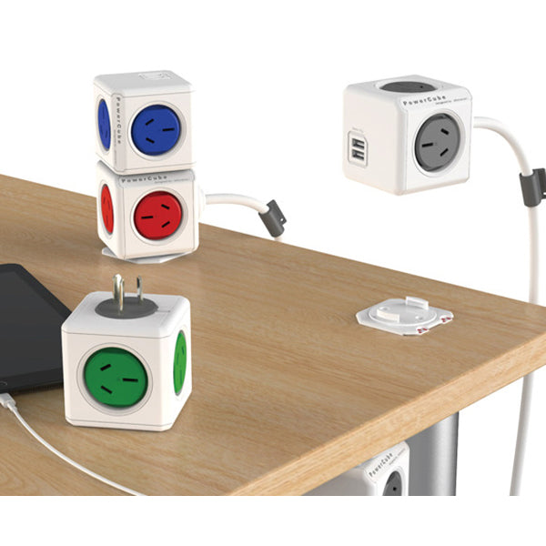 allocacoc-powercube-extended-usb-powerboard-4-outlets-2-usb-ports-grey-white-1-5m at www.mallsonline.com.au