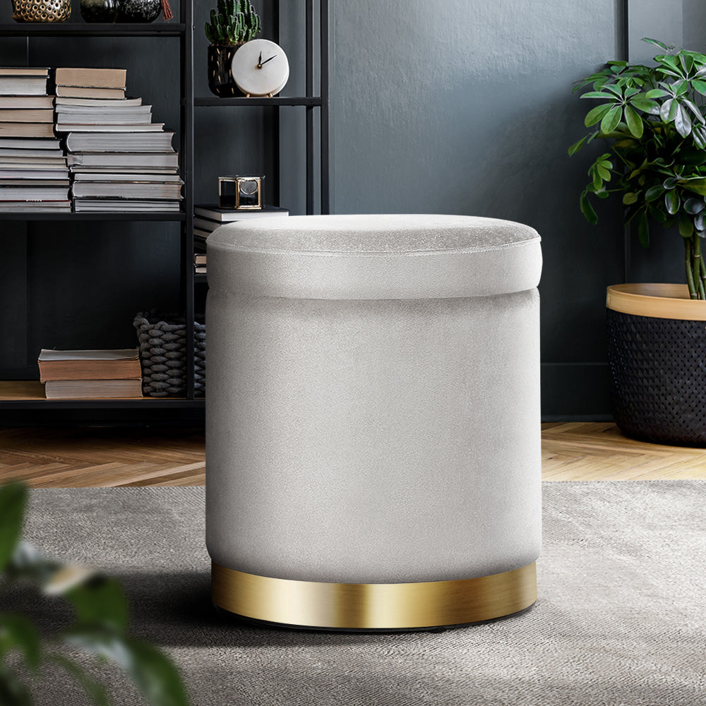 artiss-round-velvet-storage-ottoman-foot-stool-foot-rest-pouffe-padded-seat-grey at www.mallsonline.com.au