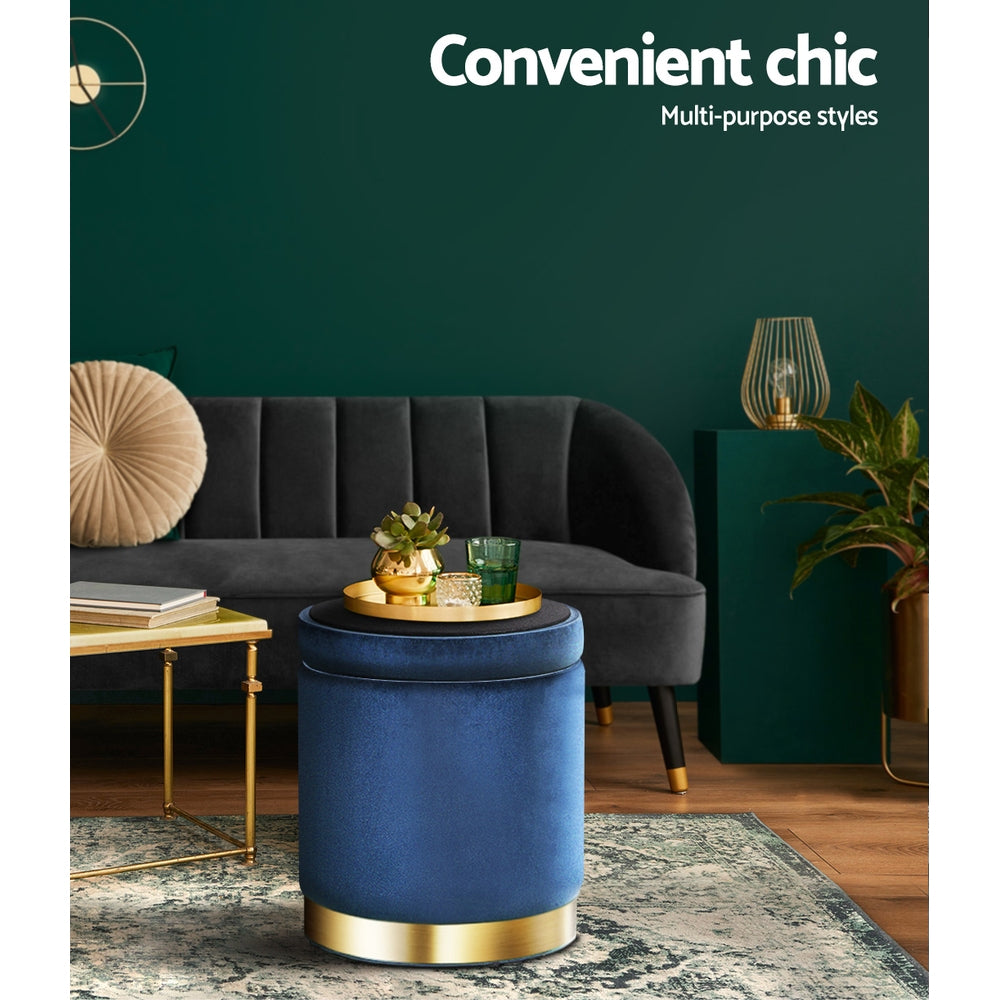artiss-foot-stool-round-velvet-storage-ottoman-foot-rest-pouffe-footstool-navy at www.mallsonline.com.au