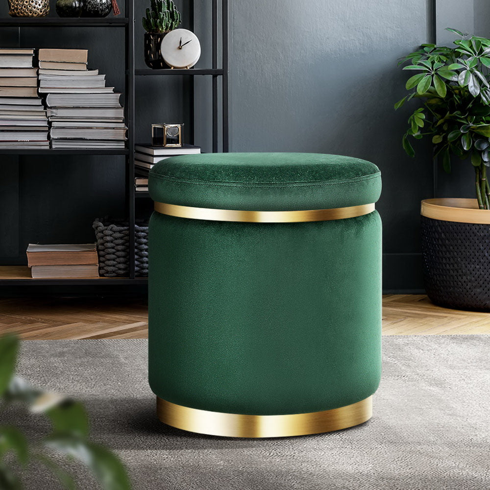 artiss-ottoman-round-velvet-foot-stool-foot-rest-pouffe-padded-seat-pouf-green at www.mallsonline.com.au
