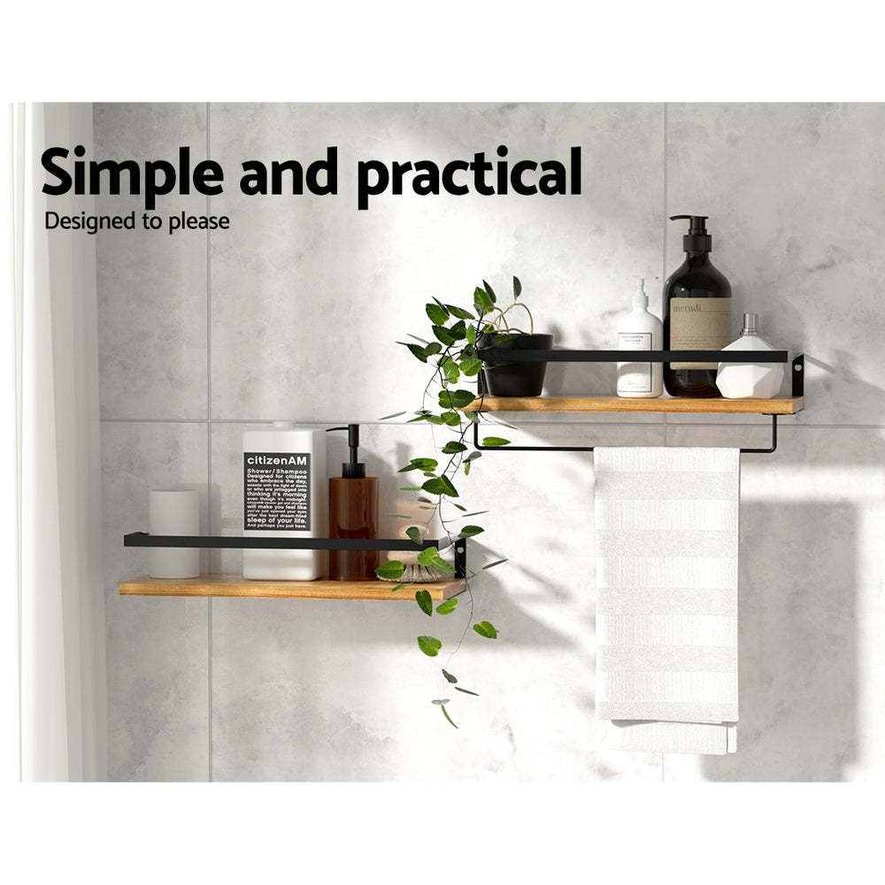 artiss-2x-floating-wall-shelves-brackets-towel-rail-rack-diy-wall-mount-rack www.mallsonline.com.au