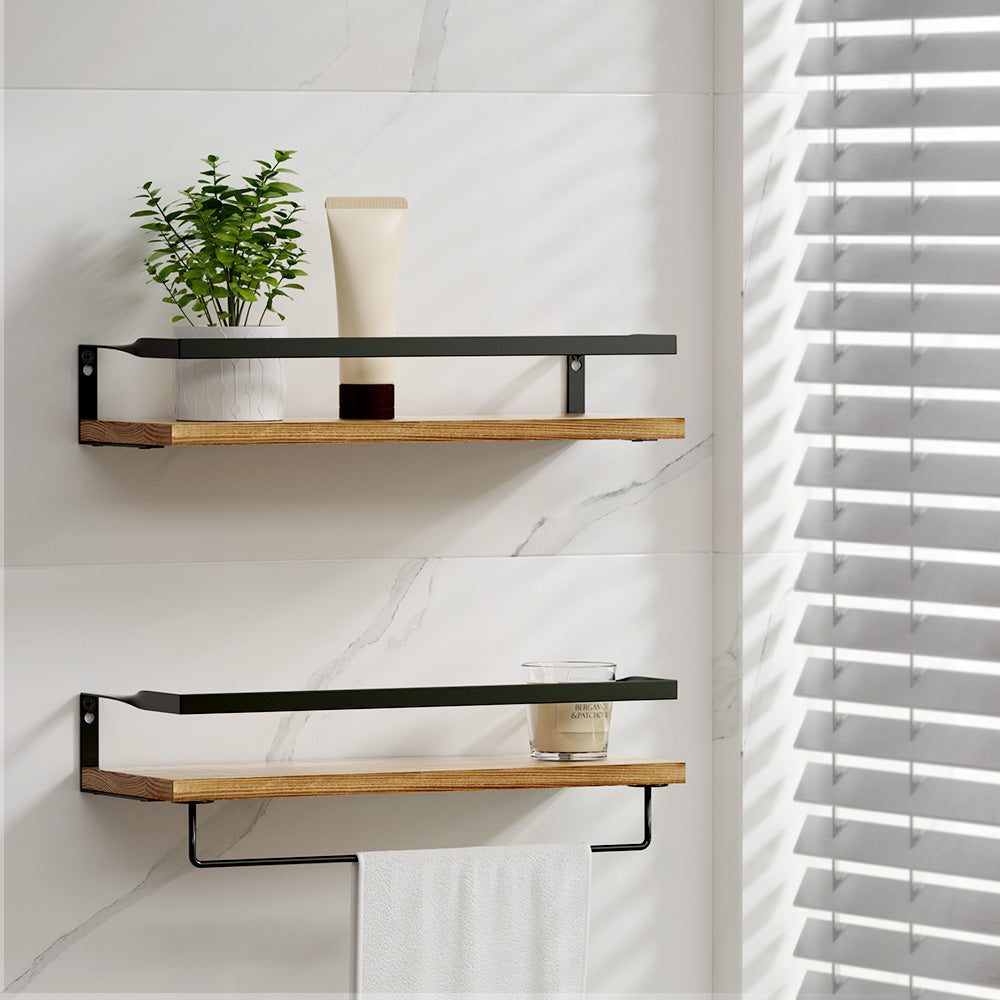 artiss-2x-floating-wall-shelves-brackets-towel-rail-rack-diy-wall-mount-rack at www.mallsonline.com.au