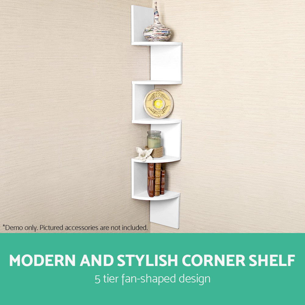 artiss-5-tier-corner-wall-shelf-white at www.mallsonline.com.au
