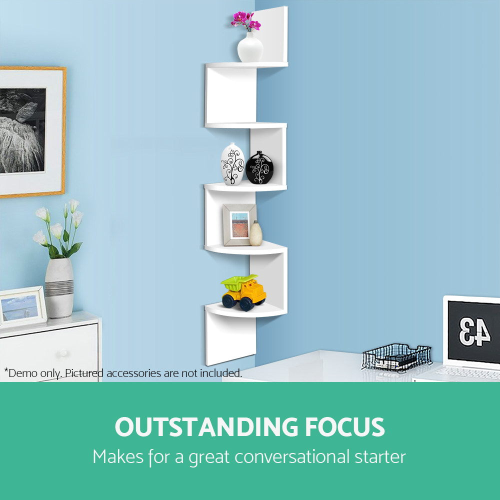 artiss-5-tier-corner-wall-shelf-white at www.mallsonline.com.au