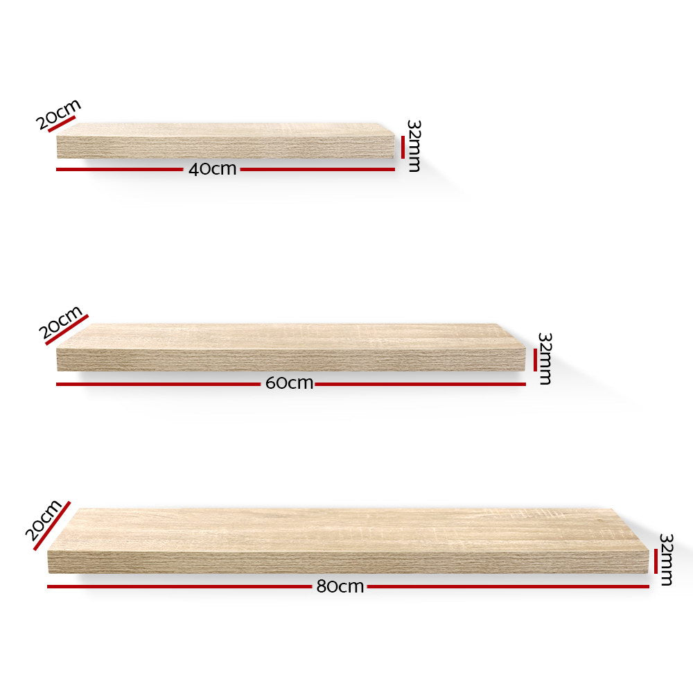 artiss-3pcs-wall-floating-shelf-set-diy-mount-storage-book-display-rack-oak at www.mallsonline.com.au