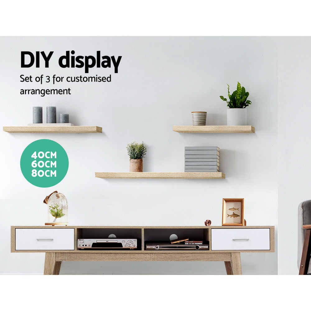 artiss-3pcs-wall-floating-shelf-set-diy-mount-storage-book-display-rack-oak at www.mallsonline.com.au