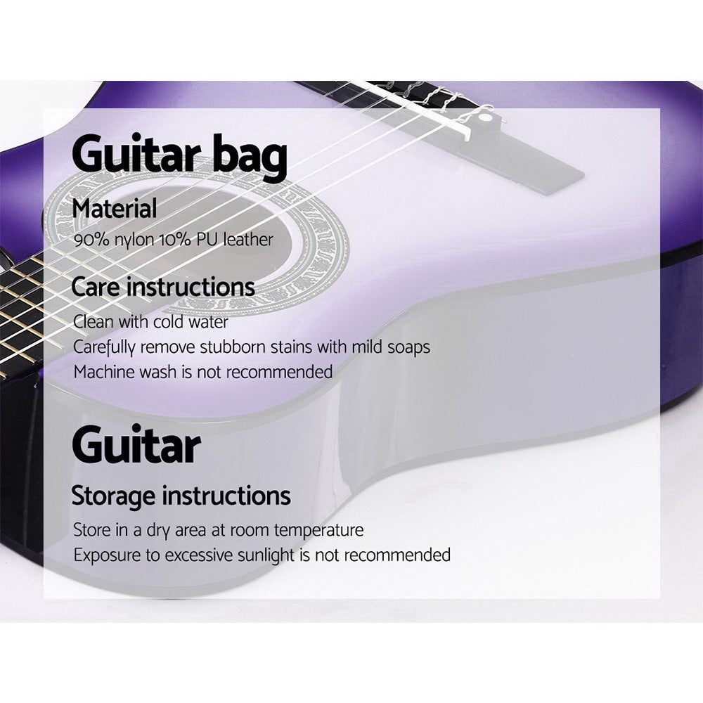 alpha-34-inch-guitar-classical-acoustic-cutaway-wooden-ideal-kids-gift-children-1-2-size-purple at www.mallsonline.com.au