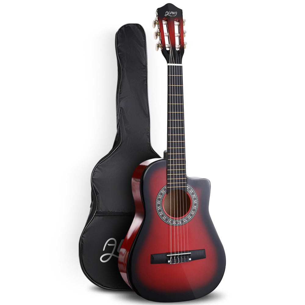 alpha-34-inch-guitar-classical-acoustic-cutaway-wooden-ideal-kids-gift-children-1-2-size-red at www.mallsonline.com.au