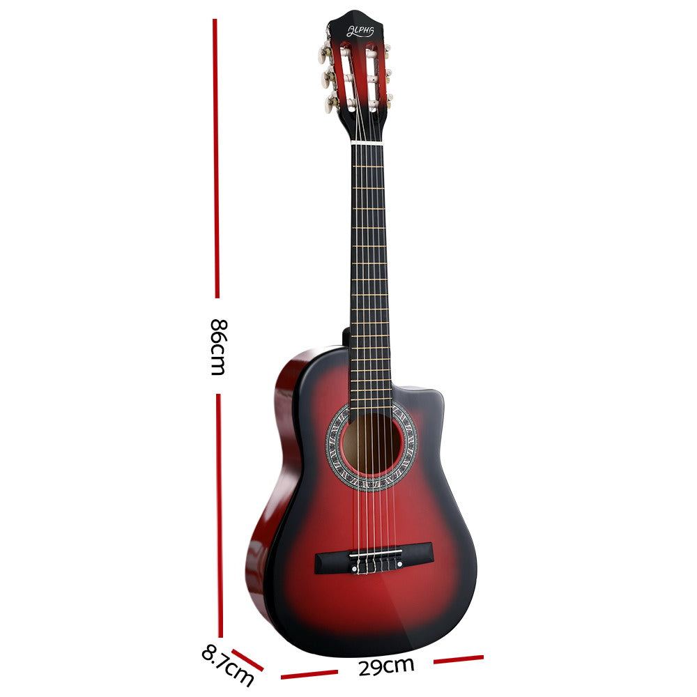 alpha-34-inch-guitar-classical-acoustic-cutaway-wooden-ideal-kids-gift-children-1-2-size-red at www.mallsonline.com.au