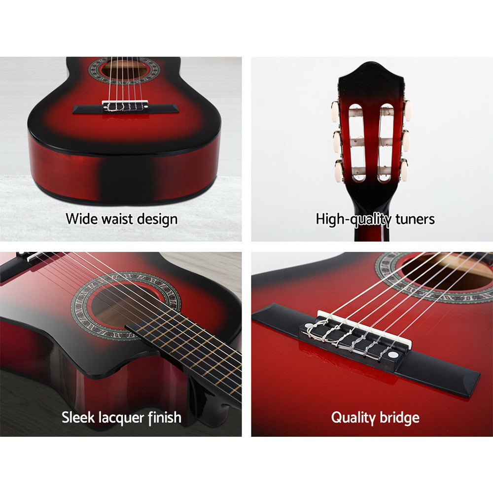 alpha-34-inch-guitar-classical-acoustic-cutaway-wooden-ideal-kids-gift-children-1-2-size-red at www.mallsonline.com.au