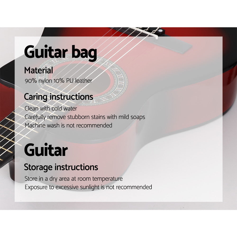 alpha-34-inch-guitar-classical-acoustic-cutaway-wooden-ideal-kids-gift-children-1-2-size-red at www.mallsonline.com.au