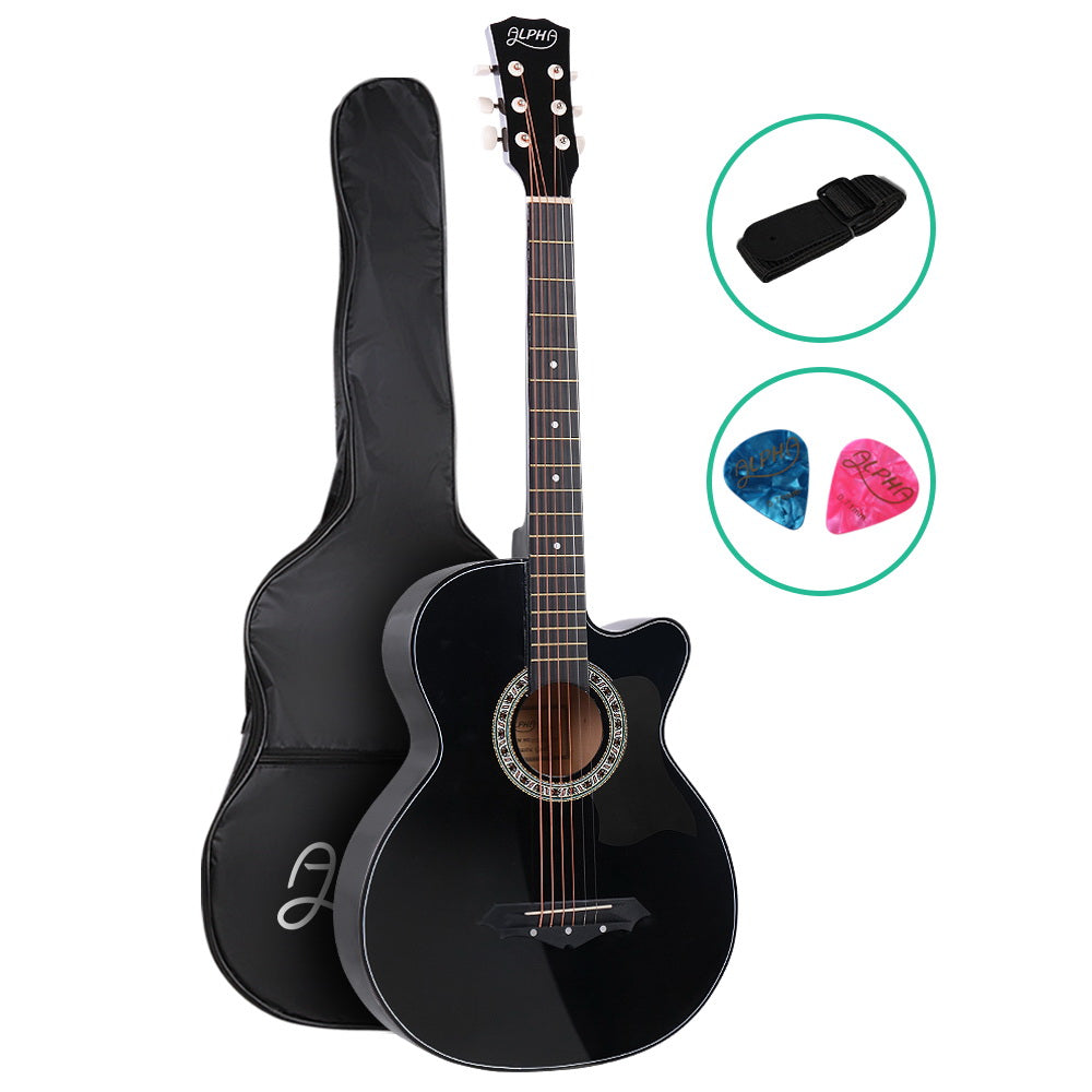 alpha-38-inch-wooden-acoustic-guitar-black at www.mallsonline.com.au