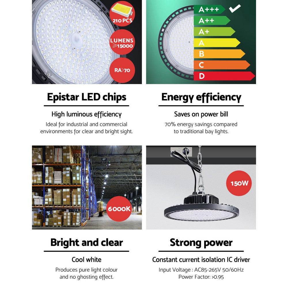 leier-led-high-bay-lights-light-150w-industrial-workshop-warehouse-gym-bk www.mallsonline.com.au